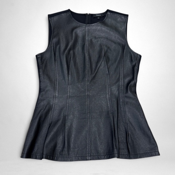Theory Darted Combo Top Paper Leather - Picture 1 of 8